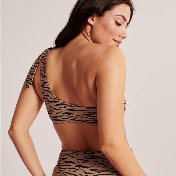 NWT • ABERCROMBIE One Shoulder Bikini Top • Zebra - Picture 2 of 10